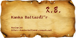 Kanka Baltazár névjegykártya